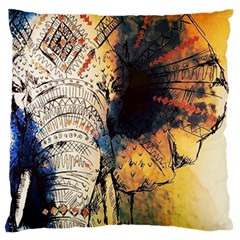 Elephant Mandala Large Flano Cushion Case (two Sides) by goljakoff