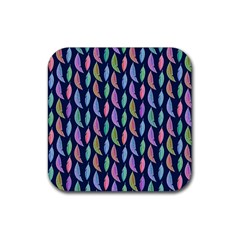 Watercolor Feathers Rubber Coaster (square)  by SychEva