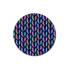 Watercolor Feathers Rubber Coaster (round)  by SychEva