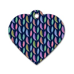 Watercolor Feathers Dog Tag Heart (one Side) by SychEva