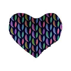 Watercolor Feathers Standard 16  Premium Heart Shape Cushions by SychEva