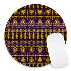 Fancy Ornate Pattern Mosaic Print Round Mousepads by dflcprintsclothing