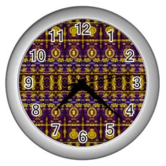 Fancy Ornate Pattern Mosaic Print Wall Clock (silver) by dflcprintsclothing