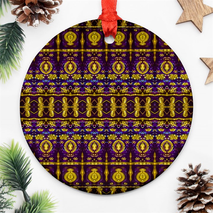 Fancy Ornate Pattern Mosaic Print Round Ornament (Two Sides)