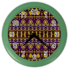 Fancy Ornate Pattern Mosaic Print Color Wall Clock by dflcprintsclothing