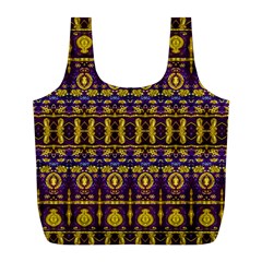 Fancy Ornate Pattern Mosaic Print Full Print Recycle Bag (l)