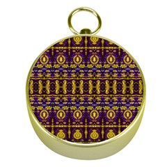 Fancy Ornate Pattern Mosaic Print Gold Compasses by dflcprintsclothing