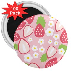 Strawberries 3  Magnets (100 Pack) by yeogijeogie