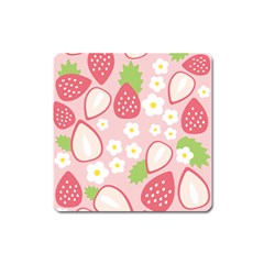 Strawberries Square Magnet by yeogijeogie