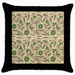 Folk Floral Pattern  Abstract Flowers Print  Seamless Pattern Throw Pillow Case (black) by Eskimos