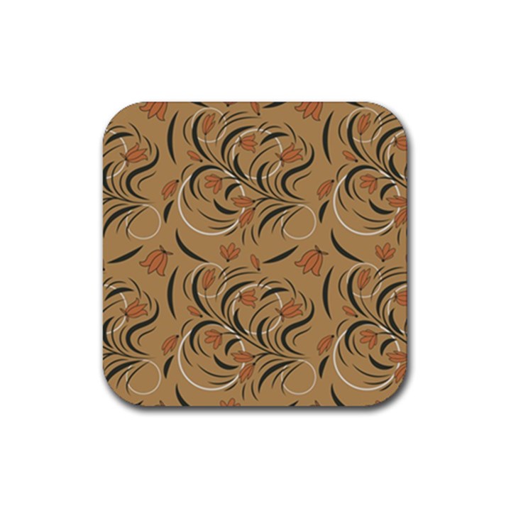 Folk floral pattern. Abstract flowers print. seamless pattern Rubber Coaster (Square) 