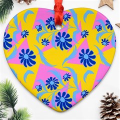 Folk Floral Pattern  Abstract Flowers Print  Seamless Pattern Ornament (heart) by Eskimos