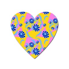 Folk Floral Pattern  Abstract Flowers Print  Seamless Pattern Heart Magnet by Eskimos