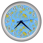 Folk floral pattern. Abstract flowers print. seamless pattern Wall Clock (Silver) Front