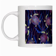 Turtles Swim In The Water Among The Plants White Mugs by SychEva