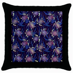 Turtles Swim In The Water Among The Plants Throw Pillow Case (black) by SychEva