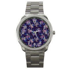 Turtles Swim In The Water Among The Plants Sport Metal Watch by SychEva