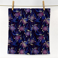 Turtles Swim In The Water Among The Plants Face Towel by SychEva