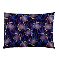 Turtles Swim In The Water Among The Plants Pillow Case by SychEva