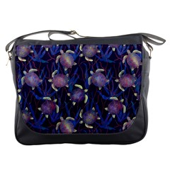 Turtles Swim In The Water Among The Plants Messenger Bag by SychEva