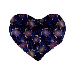 Turtles Swim In The Water Among The Plants Standard 16  Premium Heart Shape Cushions by SychEva