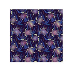 Turtles Swim In The Water Among The Plants Small Satin Scarf (square) by SychEva