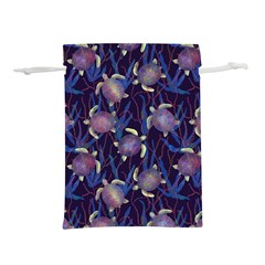 Turtles Swim In The Water Among The Plants Lightweight Drawstring Pouch (m) by SychEva