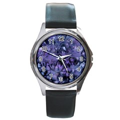 Carbonated Lilacs Round Metal Watch by MRNStudios