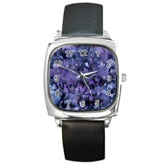 Carbonated Lilacs Square Metal Watch by MRNStudios