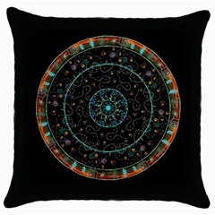 Mandala - 0008b - The Coffee Eye Throw Pillow Case (black) by WetdryvacsLair