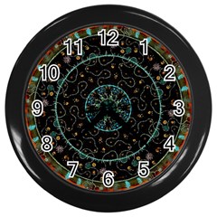 Mandala - 0008b - The Coffee Eye Wall Clock (black) by WetdryvacsLair