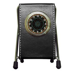 Mandala - 0008b - The Coffee Eye Pen Holder Desk Clock by WetdryvacsLair