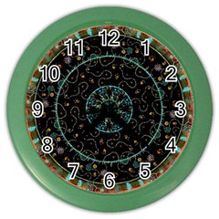 Mandala - 0008b - The Coffee Eye Color Wall Clock by WetdryvacsLair