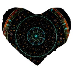 Mandala - 0008b - The Coffee Eye Large 19  Premium Heart Shape Cushions by WetdryvacsLair