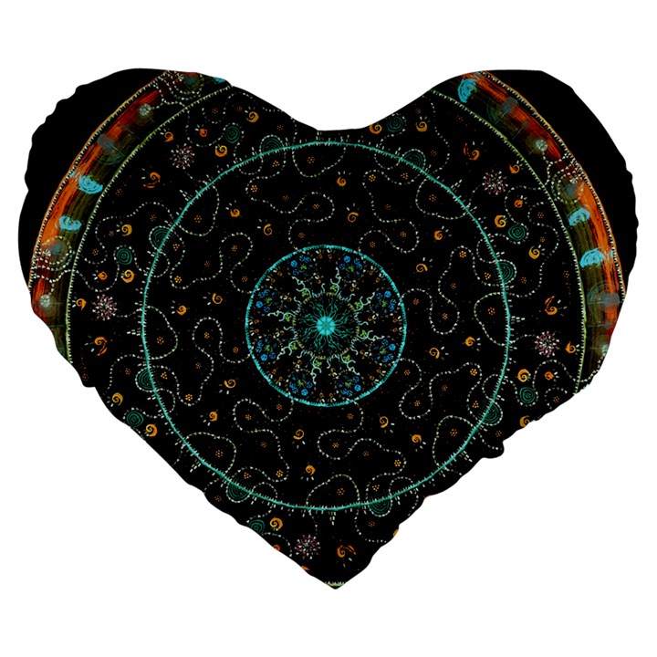 Mandala - 0008b - The Coffee Eye Large 19  Premium Heart Shape Cushions