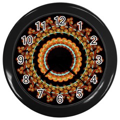 Mandala - 0009 - A Fast 24 Wall Clock (black) by WetdryvacsLair