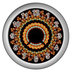 Mandala - 0009 - A Fast 24 Wall Clock (silver) by WetdryvacsLair