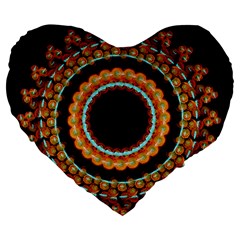 Mandala - 0009 - A Fast 24 Large 19  Premium Heart Shape Cushions by WetdryvacsLair