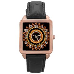 Mandala - 0009 - A Fast 24 Rose Gold Leather Watch  by WetdryvacsLair