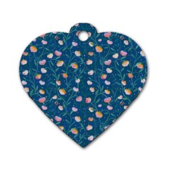 Unusual Flowers Dog Tag Heart (two Sides) by SychEva