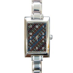 Multicolored Mosaic Print Pattern Rectangle Italian Charm Watch by dflcprintsclothing