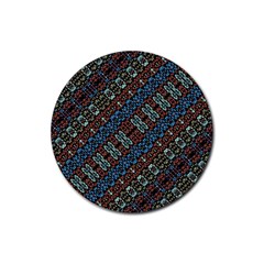 Multicolored Mosaic Print Pattern Rubber Coaster (round)  by dflcprintsclothing