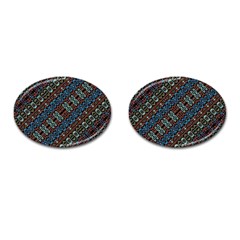 Multicolored Mosaic Print Pattern Cufflinks (oval) by dflcprintsclothing