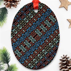 Multicolored Mosaic Print Pattern Oval Ornament (two Sides) by dflcprintsclothing