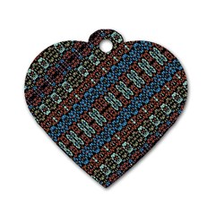 Multicolored Mosaic Print Pattern Dog Tag Heart (one Side) by dflcprintsclothing