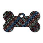 Multicolored Mosaic Print Pattern Dog Tag Bone (Two Sides) Front