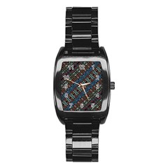 Multicolored Mosaic Print Pattern Stainless Steel Barrel Watch by dflcprintsclothing