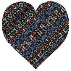 Multicolored Mosaic Print Pattern Wooden Puzzle Heart by dflcprintsclothing