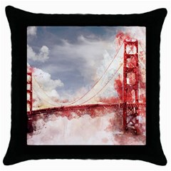 Golden Gate Bridge Throw Pillow Case (black) by goljakoff