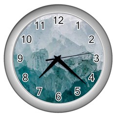 Green Blue Sea Wall Clock (silver) by goljakoff